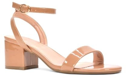 ESSEX GLAM Women's Low Block Heel Sandal Ladies Open Toe Strappy Ankle Strap Dress Shoes Size 3-8
