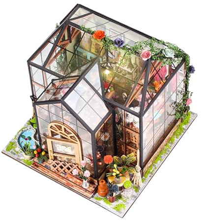 Miniature Kit | 3D Mini Greenhouse Model | Decoration for Bookshelf Bedroom Library Teens Adults | Christmas Halloween Room Display
