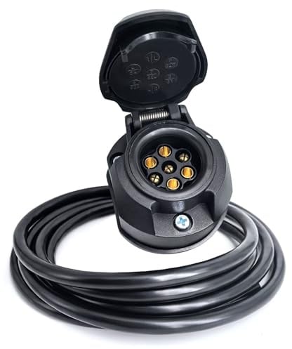 AOJO Enchufe de remolque de 7 pines con cable de 2 m, impermeable, 7 polos, cable precableado de 7 núcleos
