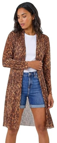 Roman Originals Foil Leaf Print Plisse Kimono for Women UK - Ladies Everyday Autumn Winter Comfy Soft Evening Vacation Work Party Night Out