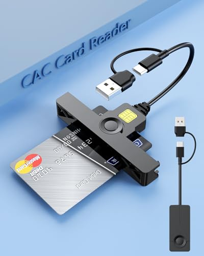 USB-A+ USB-C CAC Kartenleser, 2-in-1 Militär-SIM-Kartenleser, DOD Common Access Smart Card Reader, kompatibel mit Windows, Mac OS und Linux, ISO 7816 Klasse A, B, C, faltbares Design