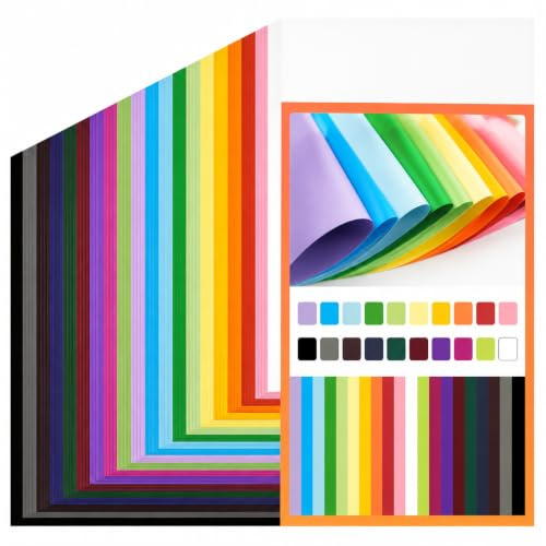 80 Blatt Tonkarton A4 bunts, 20 Farben - 180 g/m² Bastelpapier Bunt, Tonkarton A4 Bunt für Malen Bastelprojekte Einladungen Scrapbook Origami