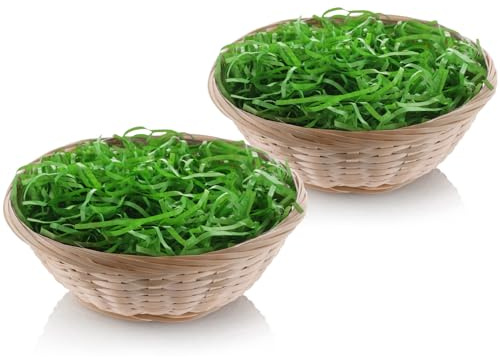 Osterkörbchen mit Gras, Osternest zum Befüllen, Kleine Osterkorb, Natürlich Bambus Geflochten Ostern Korb