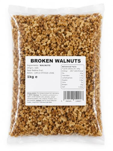 Ginco Broken Walnuts 1kg, Shelled Walnut Pieces for Baking & Cooking | 1kg bulk bag of shelled walnut pieces for cakes, brownies, porridge, granola, salads, desserts and everyday snacking