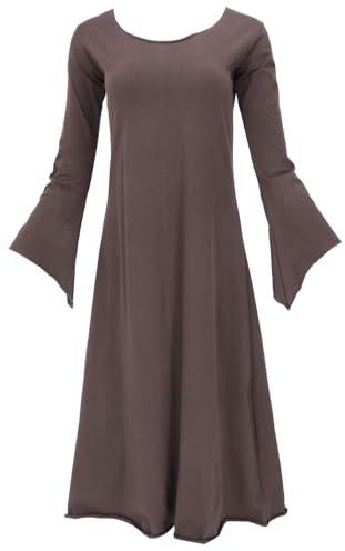 GURU SHOP Schmal geschnittenes Elfenkleid, Mittelalter Kleid | Taillierte Passform, lange Trompetenärmel, eleganter Schnitt, Baumwolle, für jede Saison geeignet, feenhafter Stil