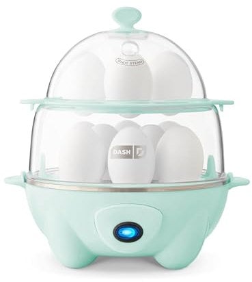 Dash Deluxe Rapid Egg Cooker: Electric, 12 Capacity for Hard Boiled, Poached, Scrambled, Omelets, Steamed Vegetables, Seafood, Dumplings & More, with Auto Shut Off Feature, Aqua