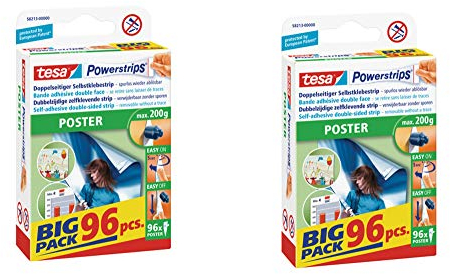 tesa Powerstrips Strips Poster, Big Pack 96 Stück (2 Packungen/POSTER, Big Pack 96 Stück)