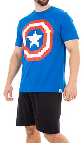 Marvel Pigiama per Uomo Captain America Blu Large