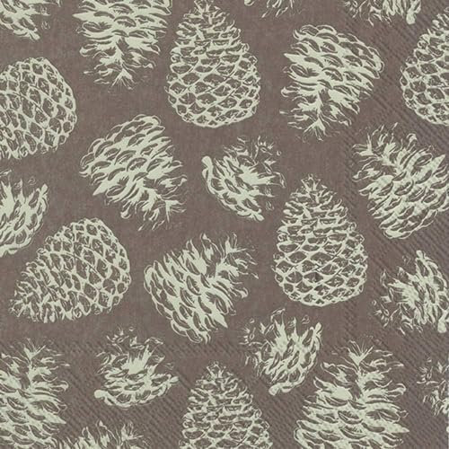 Herbst-Servietten/Papier-Servietten Motiv TANNEN-ZAPFEN braun & creme natur - Herbstliche Deko Tisch-Dekoration Winter-Wald Natur 20 Servietten (Servietten Tannenzapfen braun)