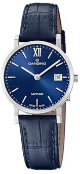 Candino Uhr Für Damen C4725/2 Couple Classic Silber Edelstahl Case BlauLeder Band