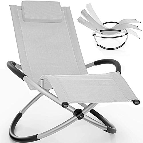 tillvex Chaise Longue de Jardin pour la Relaxation | Fauteuil Pliant Résistante aux Intempéries pour Camping| Charge de 180KG | Thermoactive, en Aluminium, Gris