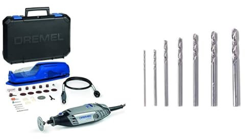 Outil Rotatif Multifonction Dremel 3000-130W avec 1 Adaptation 25 Accessoires & 628 Lot de 7 Forets de Perçage pour Percer dans le Bois et les Métaux non ferreux de 0,8 à 3,2mm