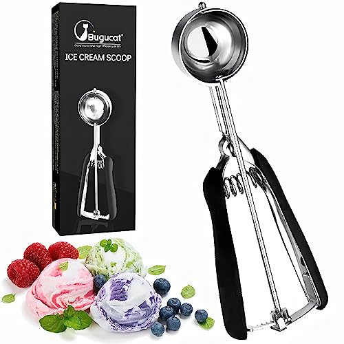 Bugucat Cuillère à crème glacée 5 cm, déclenchement Ice Cream Scoop Set Réutilisable Cookie Scoop Set en acier inoxydable, cuillère à biscuits Cuillères Sphériques Trigger