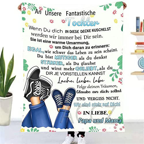 ACCZ Kuscheldecke Personalisierte Decke An Meine Tochter Von Mama,Eltern für Tochter Deutsche Nachricht Briefdecke Positiv Ermutigen Wohndecke für Couch Bett Tv-Decken Geschenk