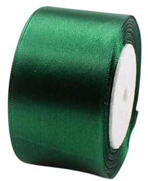 Satinband DunkelGrün 50mm, 23 Meters Dekoration Präsent Geschenkband breit Schleifenband, Stoffband für kleid Hochzeit, Taufe und Geburtstag Geschenke,Satin Dekoband, Deko Band Geschenkverpackung