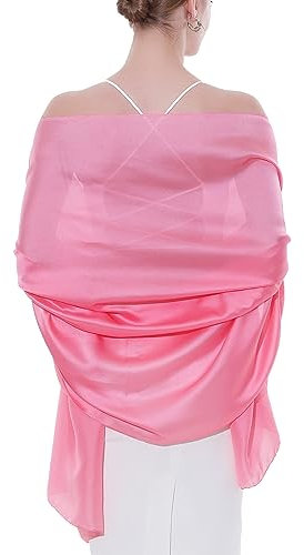SWAT PANY Étole Châle Pashmina Femme Foulard Robe de soirée Rose Écharpe de couleur Unie Étole Femme