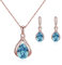 FFWTPY Elegantes Schmuckset Für Damen Mit Blauem Tropfen Anhänger Und Ohrringen Roségold Plattiert Hochwertiger Schmuck Perfekte Ergänzung Für Jedes Outfit