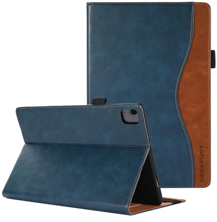 Hülle für iPad Air 11 Zoll (M3/M2 2025/2024), iPad Air 6/5/4 Gen 10,9 Zoll (2022/2020), PU Leder Multi-Winkel Folio Schutzhülle mit Auto Schlaf/Wach Tablet Case für iPadAir 6/5/4, Blue