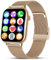 Deunis H6 Smartwatch 1,90 Zoll mit Telefonfunktion für Damen Herren kompatibel mit Android iOS, Schlafmonitor HD06 Schrittzähler Fitness Tracker, Sportuhr, Armbanduhr…(Edelstahl: Gold)