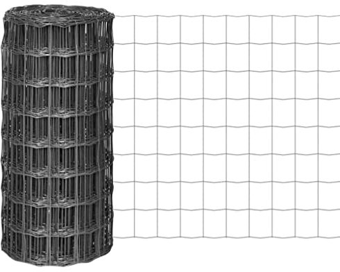 HOMIUSE Eurozaun Stahl 25x0,8 m Grau Gartenzaun Metall Drahtgitter Zaun für Hunde Gartenzaun Sichtschutz Gitterzaun Schlichten und Praktischen Design Wetterfeste & Korrosionsbeständige