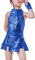 LOLANTA Mädchen Pailletten-Kostüm Hip Hop Dancewear Funkelndes Tanzkleid Gesetzt, Blau, 8-9 Jahre, 140