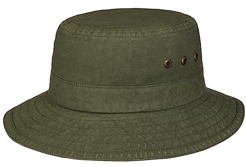 Stetson Reston Freizeithut Damen/Herren (Kophöhe ca. 9cm) - Schlapphut aus Bio-Baumwolle Packable - Baumwollhut mit 40-fachem UV-Schutz - Frühjahr/Sommer Oliv L (58-59 cm)