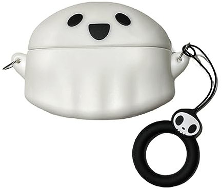 AOLABOKY Earphone Case for Sony WF-1000XM5,Soft Silicone Funny Cartoon Ghost Shockproof Protective Cover for WF-1000XM5 with Keychain (White)