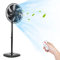 Aigostar Standing Fan with Remote Control, 16 Inch Electric Oscillating Pedestal Fan, 8-Hour Timer, 3 Speeds 3 Modes, Silent Quiet Fan for Bedroom Office, 55W, Black