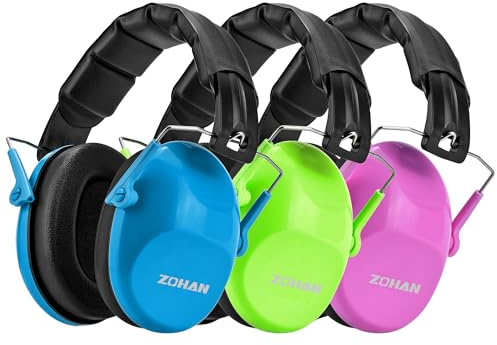 ZOHAN Kinder Kopfhörer mit Geräuschunterdrückung, 25 dB NRR, Gehörschutz, Sicherheits-Ohrenschützer für Schule, Monstertruck, Feuerwerk, Reisen, Studium, Konzerte, Veranstaltungen, 3 Stück