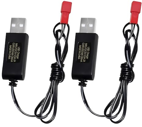 AMZZN 2 Stück 4,8V USB-Ladekabel mit JST-2P-Anschluss für RC Bagger, LKW, Tanks, Maschinenfahrzeuge, RC Autos und Stunt-Fahrzeuge, 4,8V NiCd oder NiMH oder Lipo Akku USB-Ladekabel
