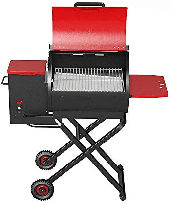 Barbecue-Grill, tragbarer Dual-Fuel-Kombi-Holzkohle-/Gasgrill, Outdoor-Grill mit Deckel, Thermometer und klappbarem Beistelltisch für Tisch, Camping, Outdoor, Garten