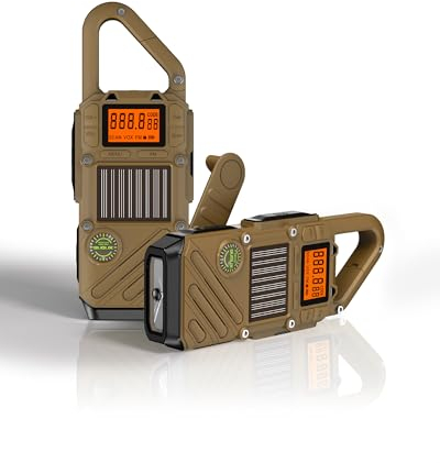 Radio Walkie Talkie Quolix Q668 Ricaricabile, 8 Canali 99 Codici - Lungo Raggio 10KM, Torcia LED 3 Modalità, SOS, VOX, Batteria 2000mAh con Carica Solare/USB/Manovella, per Emergenza e Outdoor
