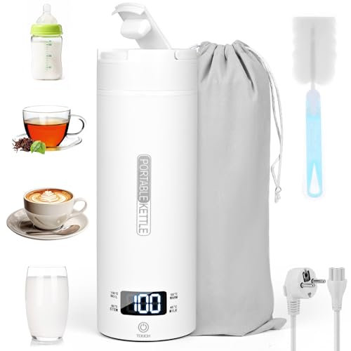 Dreamhigh® Bouilloire de Voyage, 450ml Mini Bouilloire Electrique, 300W Petite Bouilloire Electrique, Chauffe Eau Portable pour Café, Lait, Thé (220V)