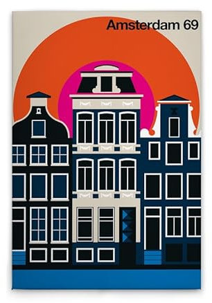 A.S. Création Leinwandbild Retro Amsterdam - Wandbild in Creme, Schwarz - 80 x 120 cm - DD131905