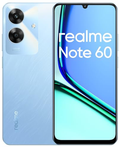 realme Note 60 Smartphone Android, Móvil 4G Dual SIM, Pantalla LCD 90Hz 6,74, 6GB RAM 128GB ROM, Batería 5000mAh, Cámara Transparente de 32MP, Azul, sin Adaptador