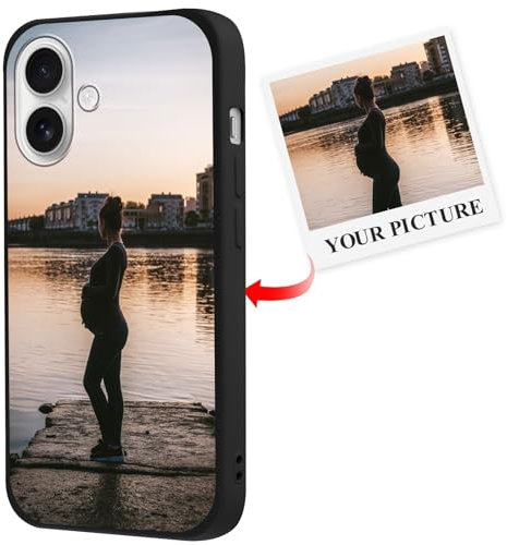 Xylota Personalisierte Handyhülle für iPhone 16 6,1'', Personalisiert Hülle mit Selbst Gestalten Eigenem Bild Foto Schutzhülle, Individuelle Design Stoßfest Silikon Case für iPhone 16,Schwarz