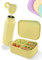 Lunchbox Set – Silikon Brotdose & Trinkflasche für Erwachsene – Bruchfest, Auslaufsicher, BPA-frei, Spülmaschinenfest – Für Arbeit, Büro & Unterwegs | 800ml Lunchbox & 500ml Flasche (Pastel Gelb)