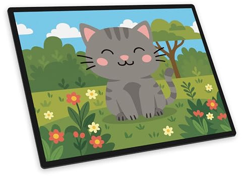 itenga Schreibtischunterlage mit Motiv - Tiermotive Kawaii Design - abwischbar rutschfest glatt 40x53cm Schreibunterlage Bastelunterlage für Kinder Mädchen und Jungen (Katze)