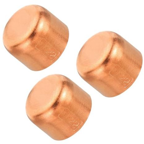 TA-VIGOR 7/8 ID Copper Pipe End Cap, 3PCS Copper Fitting Cap Sweat Plug Solder Connection for Water Pipe Plumbing HVAC Air Conditioner