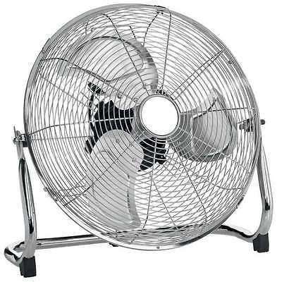 MP Essentials Large 18 (45cm) High Velocity Air Circulator Sturdy Workshop Floor Fan - (Chrome)