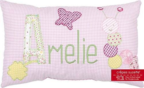 crepes suzette Namenskissen, Kissen mit Wunschnamen, Kissen mit Namen, Geburtsgeschenk, Babykissen, Geschenk Geburt Mädchen, Geschenk kleine Raupe