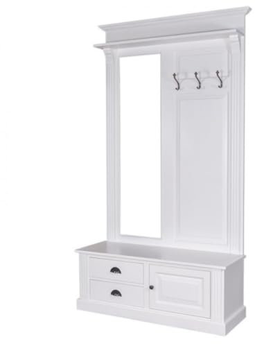 Casa Padrino Garderoben Schrank mit Spiegel, Schrankfach und Schubladen - Landhaus Stil Garderobe, Farbkombinationen:Weiß