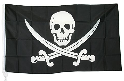 G.V. Bandiera Pirati Caraibi BUCANIERI Pirate Flag Teschio Spade Incrociate cm 90x150 Alta QUALITA' Tessuto Spesso Robusto