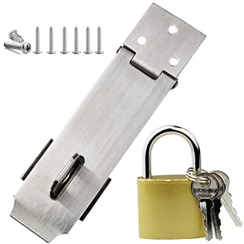 Arlai Loquet à verrou en acier inoxydable de 12,7 cm + cadenas, définissez votre propre serrure à combinaison, avec vis, convient pour la fixation de portes ou d'armoires.