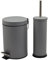 Port Housewares Salle de Bains et Toilettes Pedal Bin Brush Set - 3 litres Bin - Finition Grise
