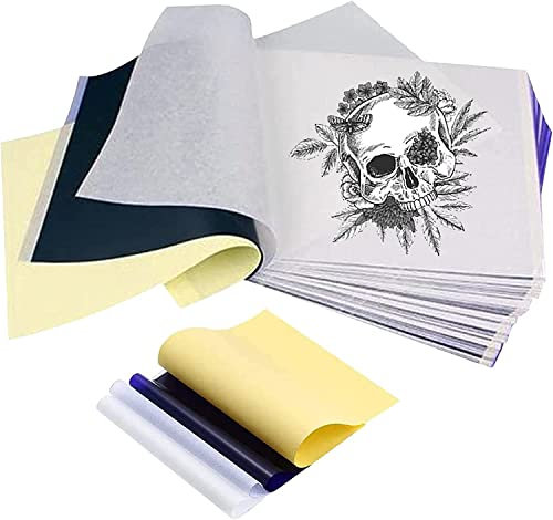 Unihubys Transferpapier, 30 Blatt Papier Transfer Tattoo Schablonenpapier Thermisches Schablonenpapier 4 Schichten 8 1/2 x 11 DIY Tattoo Transparentpapier (30 Stück)