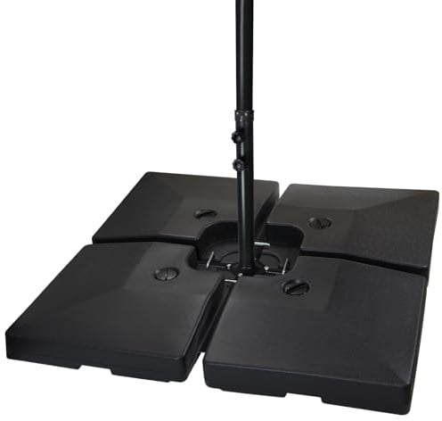 BB Sport Lestage pour parasols Dalles de Parasol pour Parasol déporté - Pied en Croix Noir 90 litres / 150 kg - Peut être rempli d'eau ou de Sable