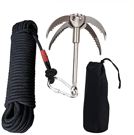 J-ouuo Survival-Greifer, 400 kg, Edelstahl, mit 20 m langem Seil
