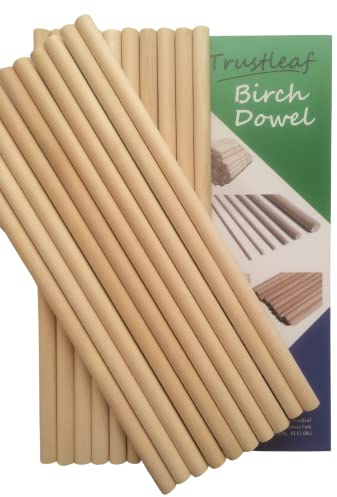Trustleaf Holzdübel aus Birkenholz, 12 mm x 30 cm, 20 Stück