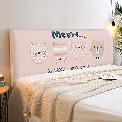 FANSU Housses de Tête de Lit, Chat Impression Extensible Anti-poussière Couvre-tête de Lit Protecteur Antipoussière pour Tête de Lit, Moderne Décoration de Chambre (Coeur Rose,150cm)